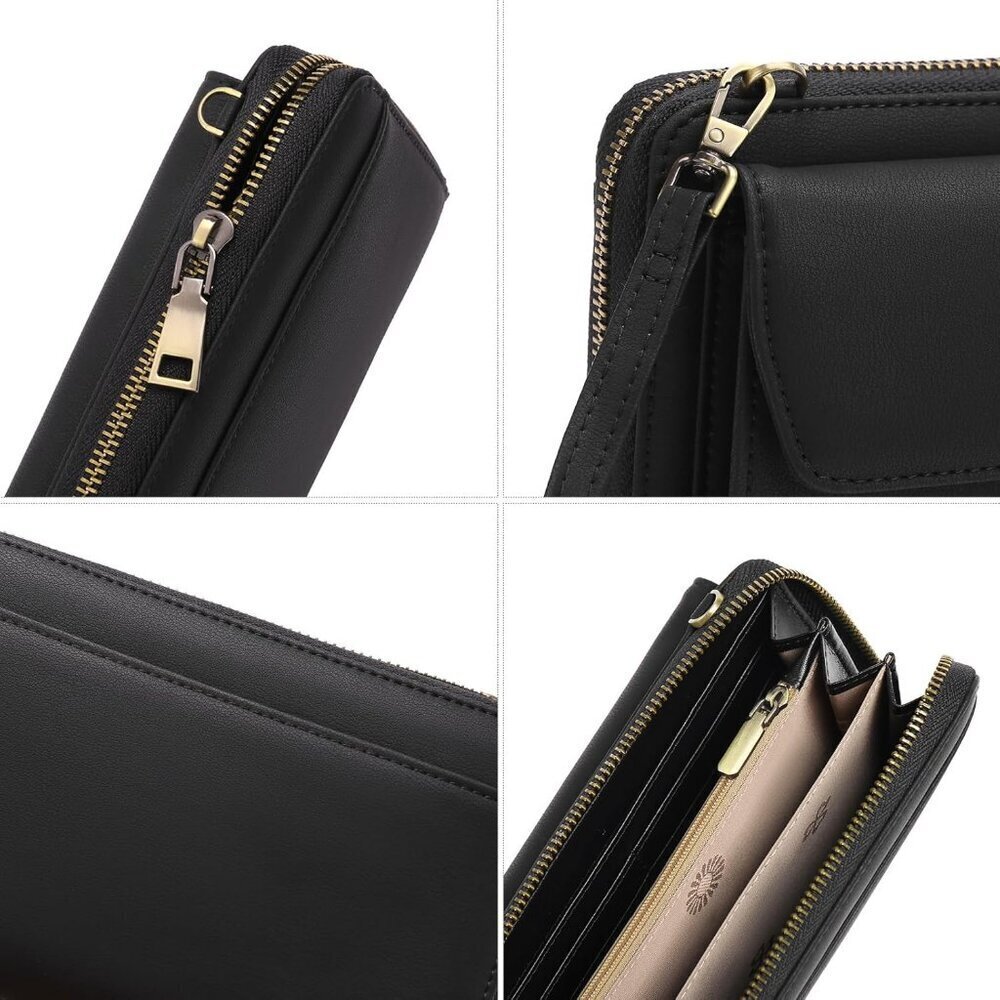 Women Z01 Black Phone Purse Crossbody Bags for Small Travel Wallet Touch Screen - Picture 5 of 6